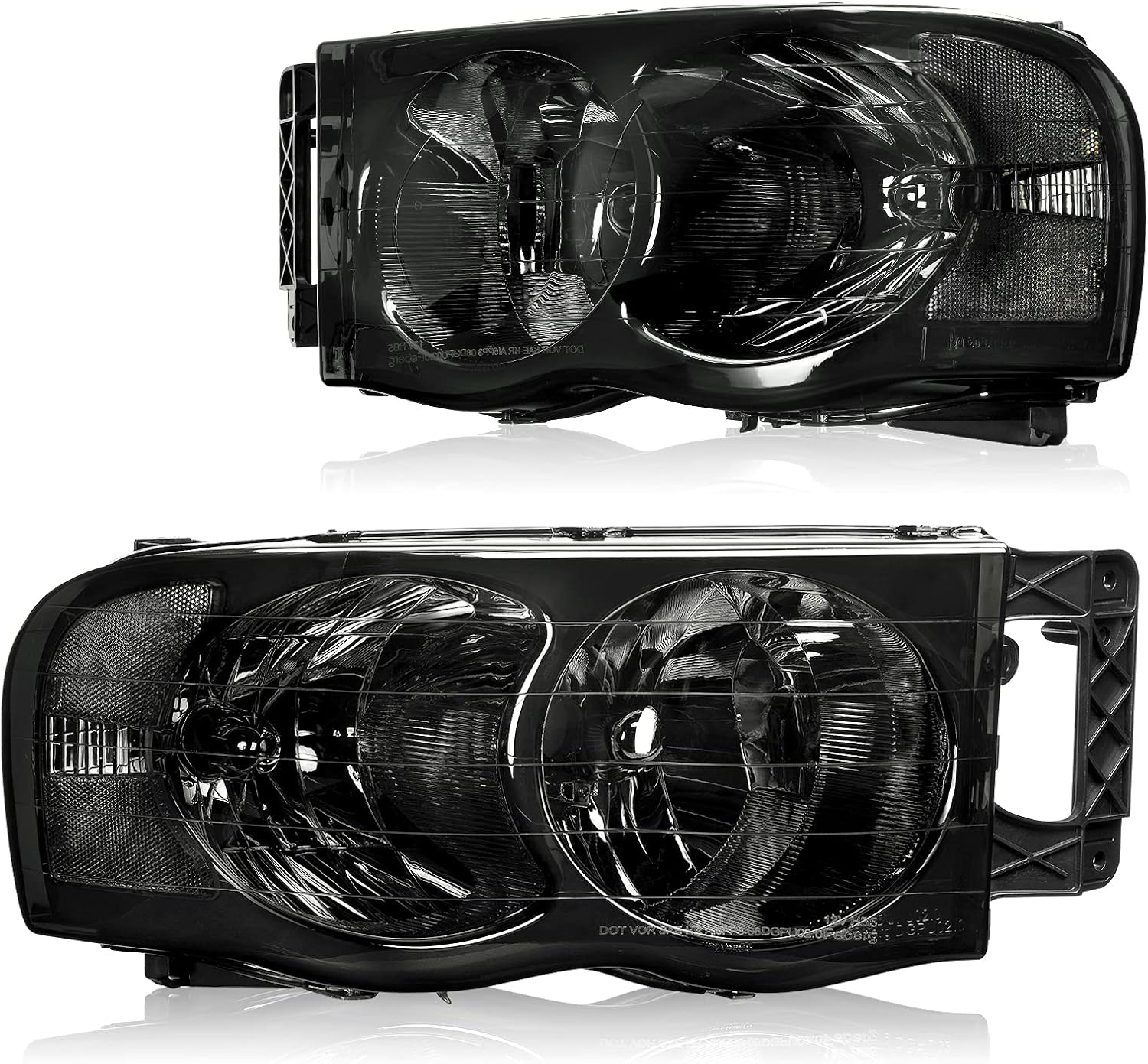 YITAMOTOR Headlights Assembly Replacement Compatible with 2002 2003 2004 2005 Dodge Ram 1500 Pickup 03 04 05 Dodge Ram 2500 3500 Pickup Smoke Lens