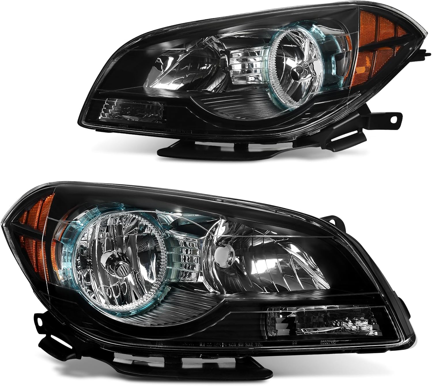 YITAMOTOR Headlight Assembly Compatible with 2009-2012 Chevrolet Malibu Replacement Headlamp Black Housing Left and Right Set