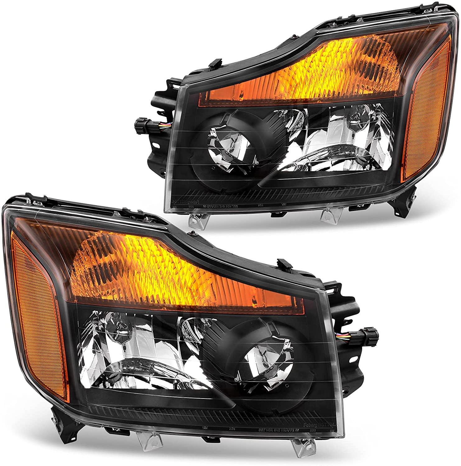 YITAMOTOR Headlights Assembly Compatible with 2004-2015 Nissan Titan/2005-2007 Nissan Armada Headlamp Replacement Pair Driver and Passenger Side