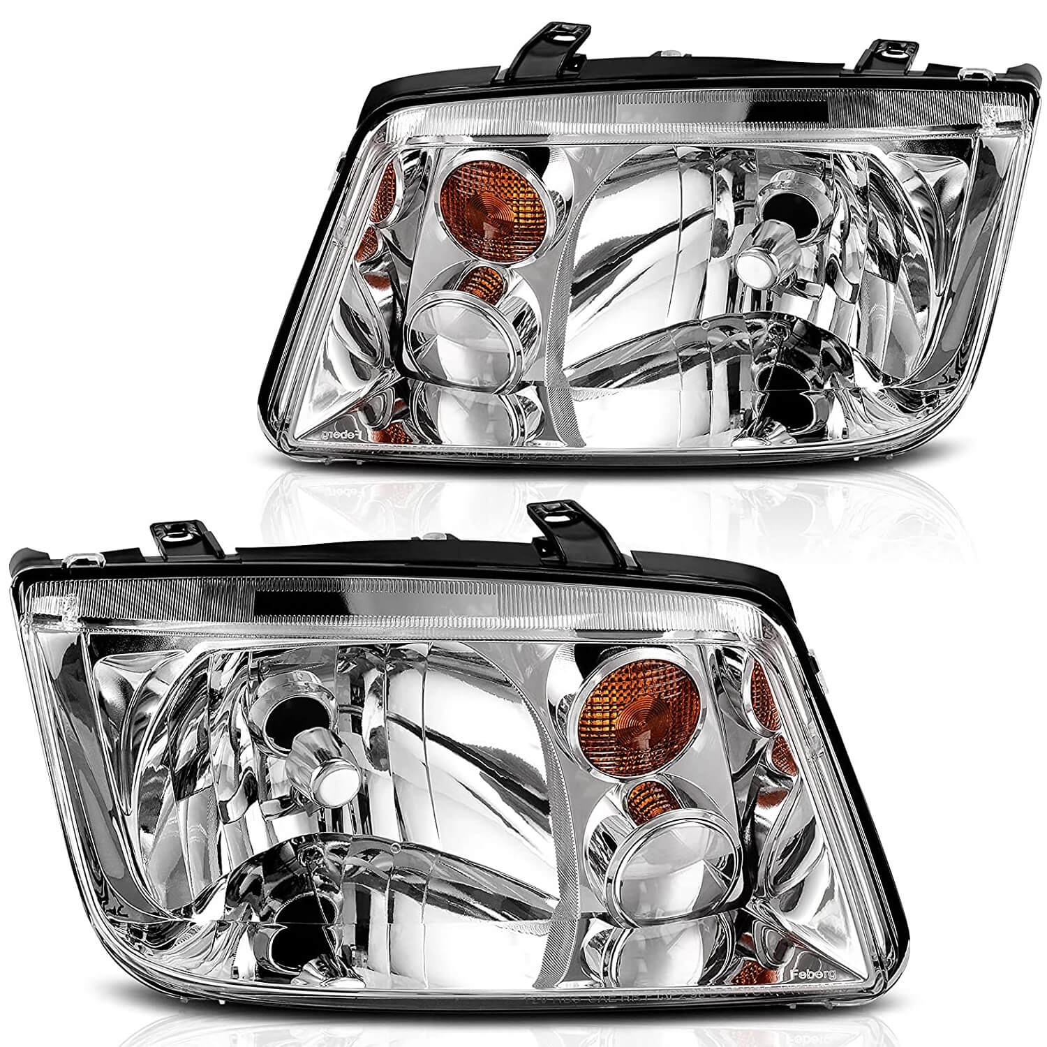 YITAMOTOR 2002-2005 Volkswagen Jetta Headlight Assembly Chrome Housing Clear Lens Headlights