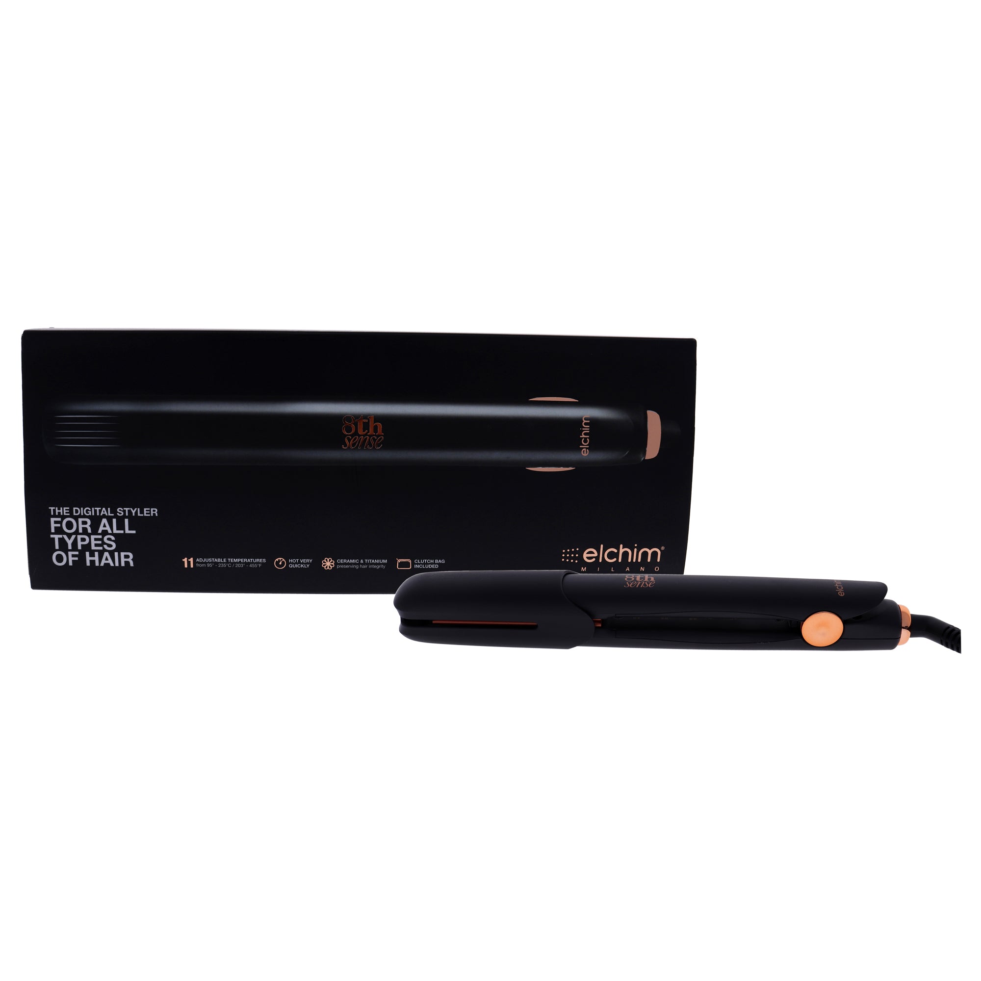 Elchim 8th Sense Styler Flat Iron - Black