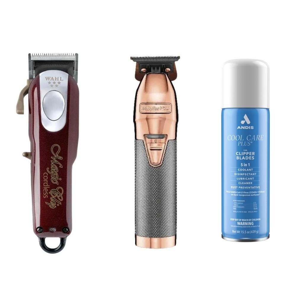 Wahl Magic Clip Cordless & BaBylissPRO RoseFX Trimmer with Andis Cool Care