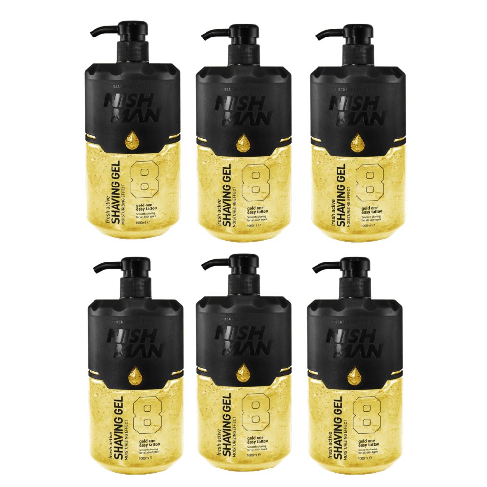 Nishman Shaving Gel 7 Gold One with Pump 33.8 oz / 1000 ml - 6 Pack