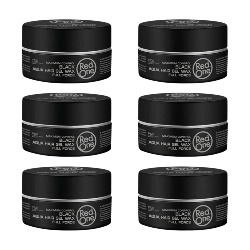 Red One Aqua Hair Gel Wax Black 5 oz - 6 Pack