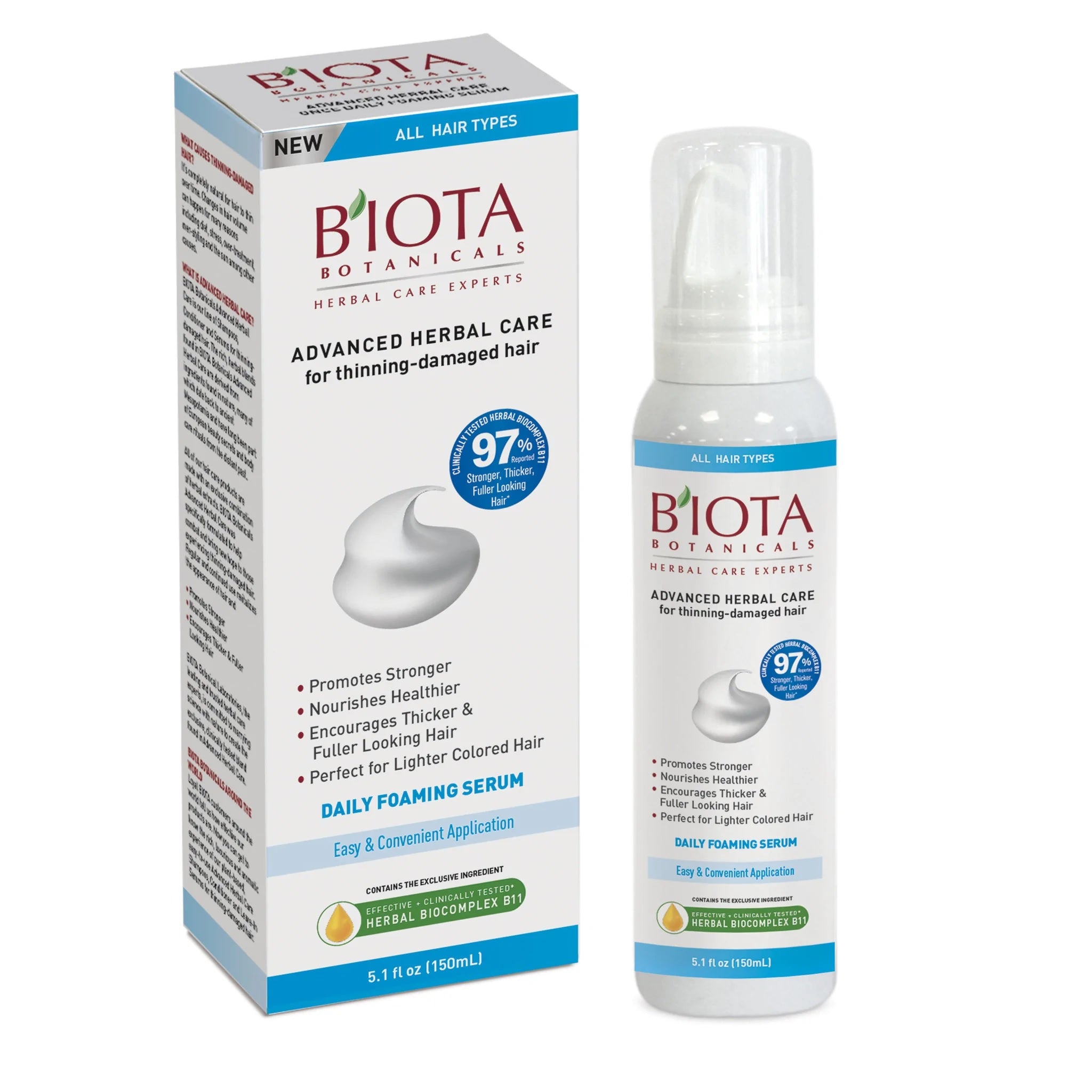 Biota Botanicals Advanced Herbal Care Foaming Serum for Thinning - Damaged Hair 5.1 oz