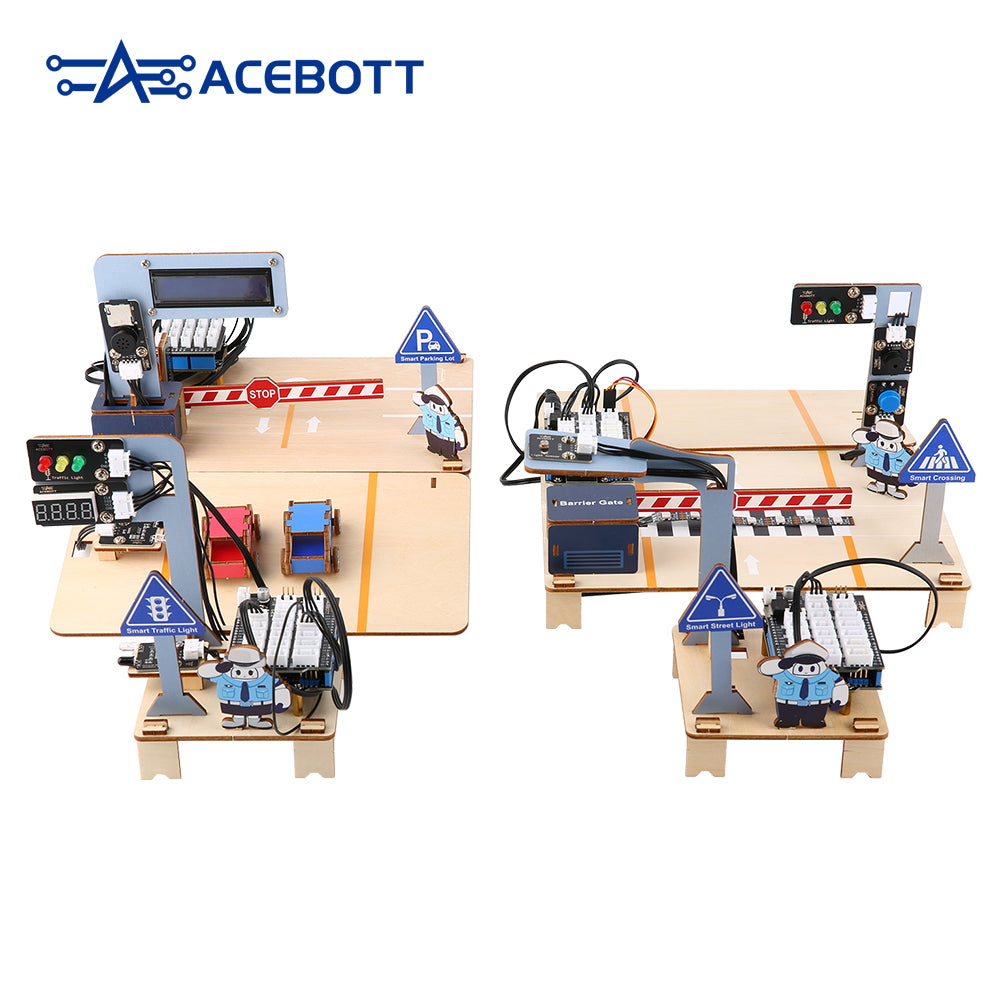 ACEBOTT QE027 Easy-Plug STEM School Intelligent Transportation Kit Education Solution Series with Teaching Resource for Arduino ESP32