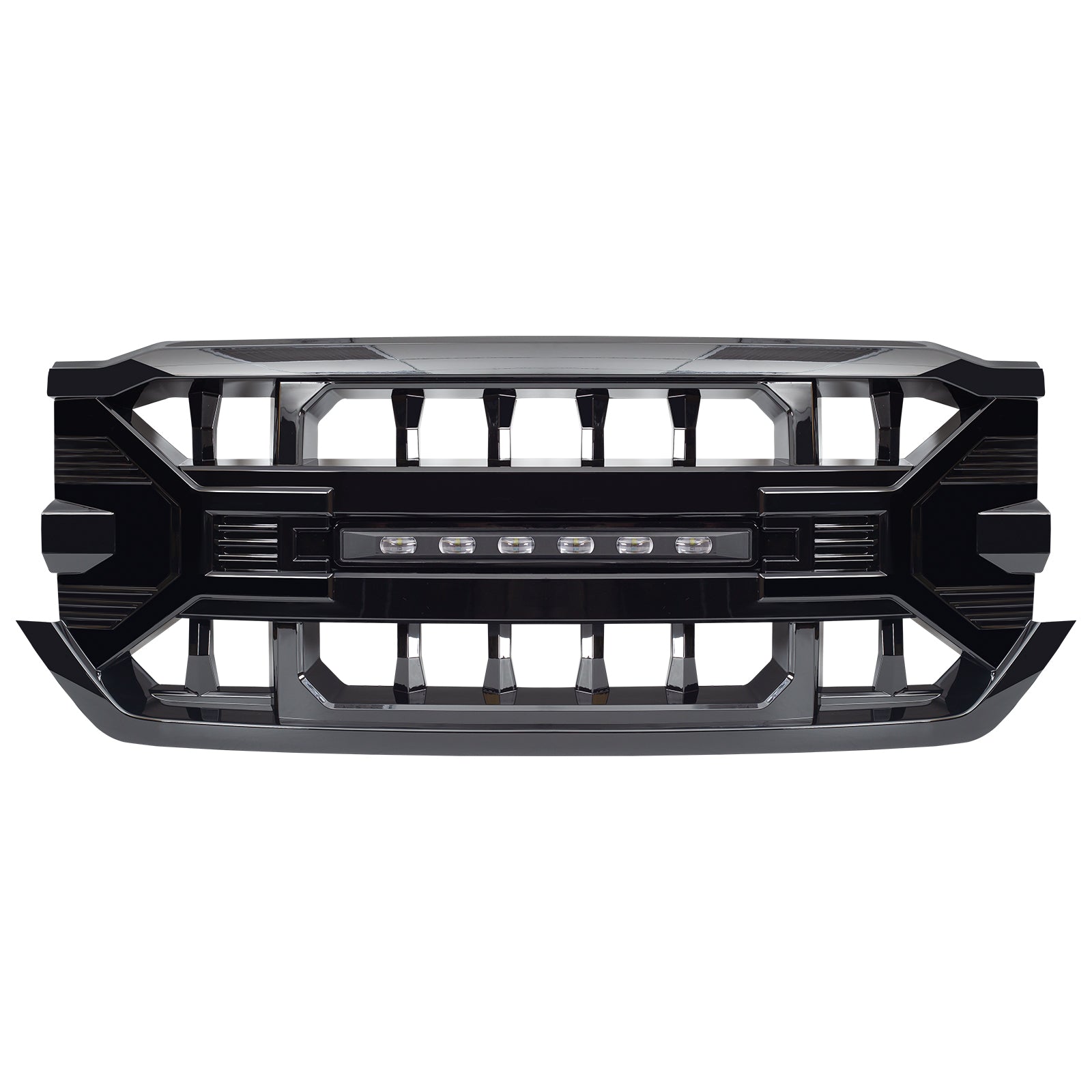 Armor Grille W/Off-Road Lights - Glossy Black for 16-19 Chevy Silverado 1500