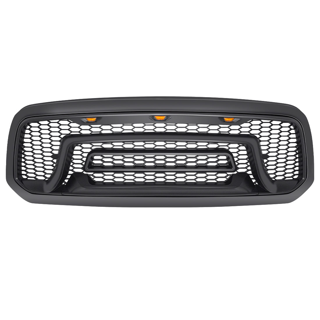 Rebel Style Front Grille W/Amber LED Lights For 2013-2018 Dodge Ram 1500