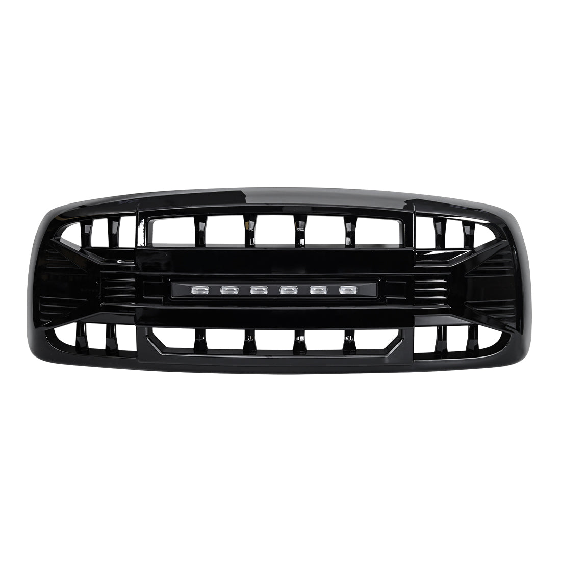 Armor Grille W/ Off-Road Lights - Glossy Black For 2002-2005 Dodge Ram 1500/ 2500/ 3500