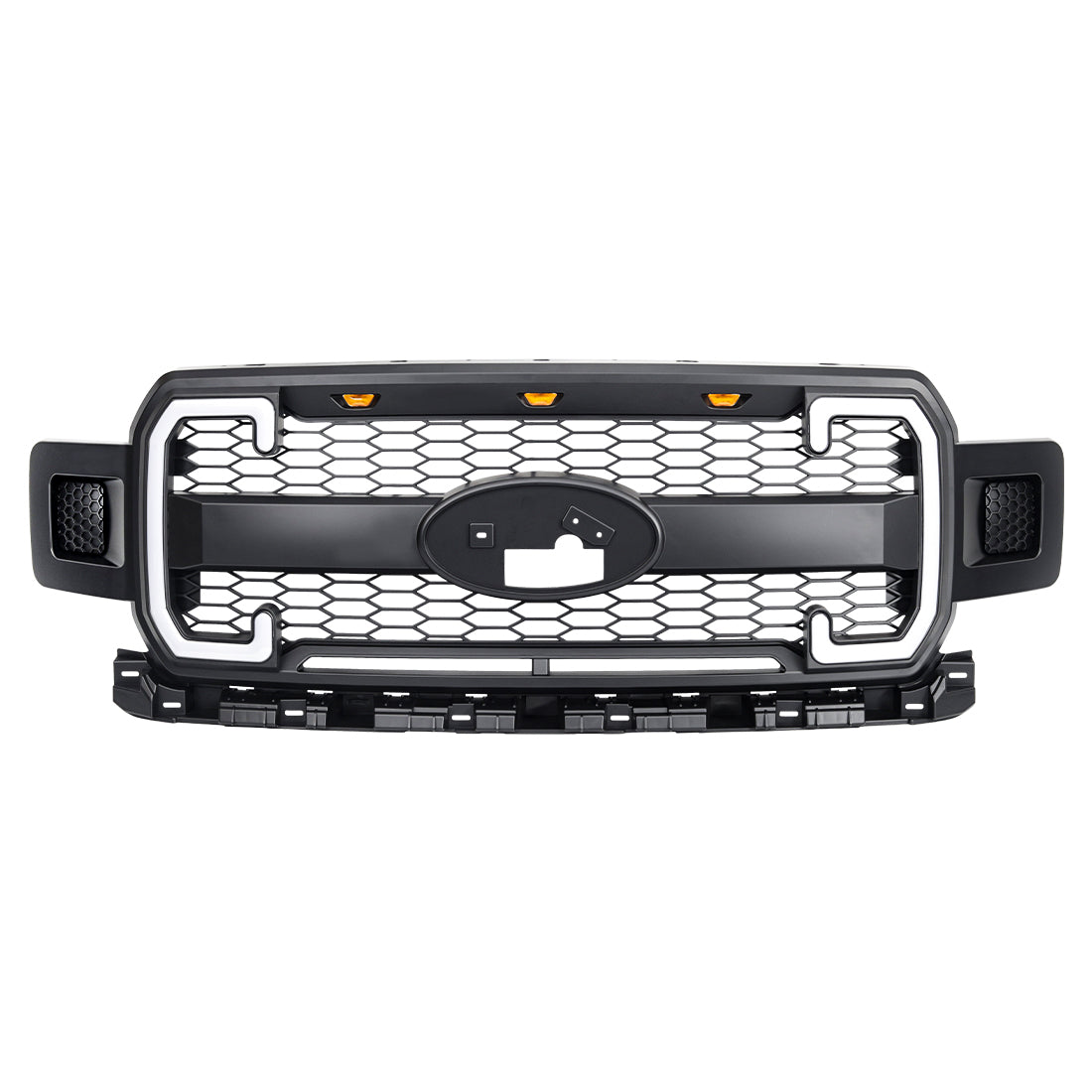 Raptor Style Mesh Grille W/Drl & Turn Signal Lights Emblem Base For 2018-2020 Ford F150