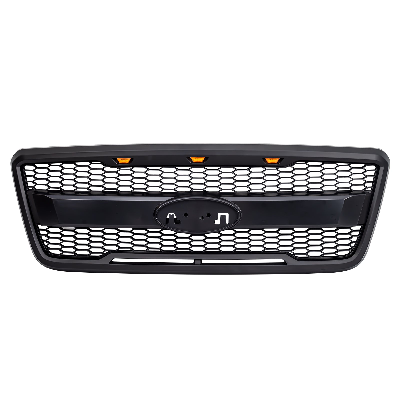 Raptor Style Mesh Grille W/Amber Lights & Emblem Base For 2004-2008 Ford F150