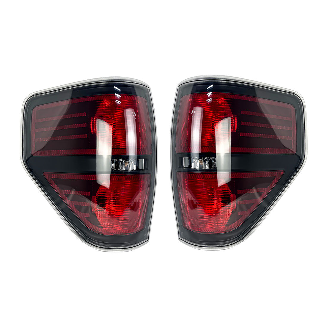 Black Lens Tail Lights Chrome Housing without light bulbs For 2009-2014 Ford F150