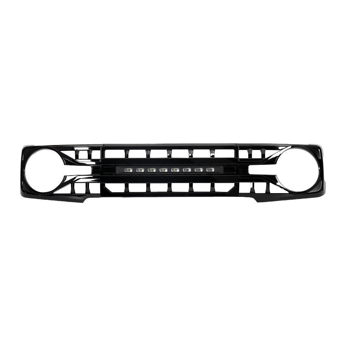 Armor Grille W/ Off-Road Lights - Glossy Black For 2021-2024 Ford Bronco