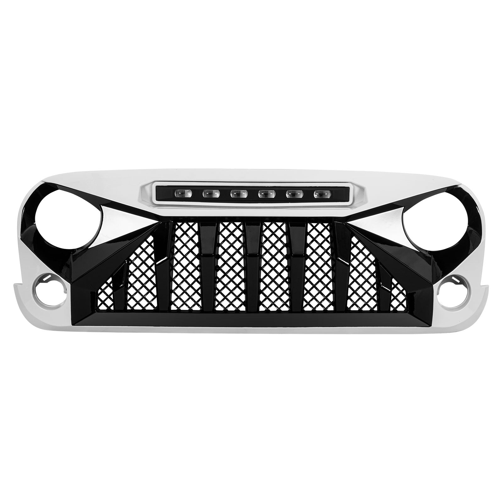 Gladiator Grille W/ Led Off-Road Lights-White & Black For 07-18 Jeep Wrangler JK