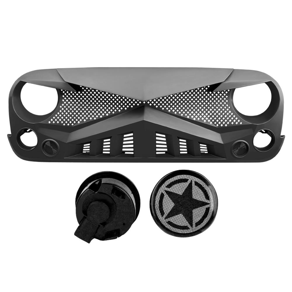 Hawke Grille & Smoked Star Turn Lights Combo for 07-18 Wrangler JK