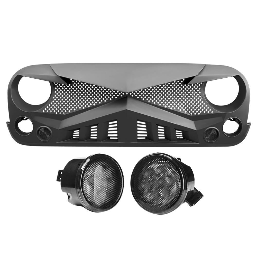 Hawke Grille & Smoked Turn Lights Combo for 07-18 Wrangler JK