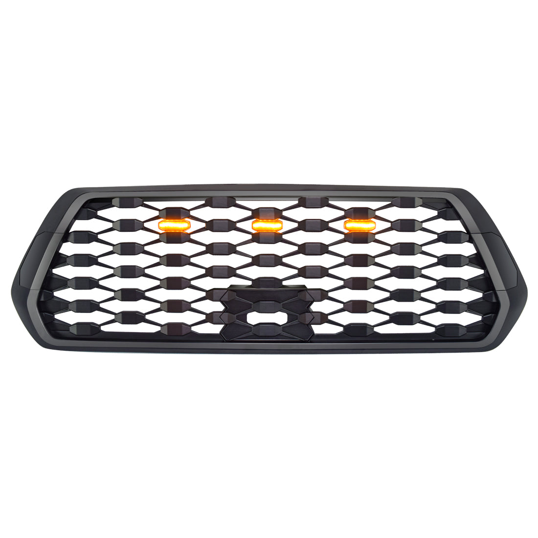 Front Mesh Grille w/ Amber Lights for 2016-2023 Toyota Tacoma-Matte Black