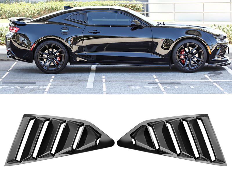 Side Window Quarter Louvers-Glossy black for 16-23 Chevrolet Camaro