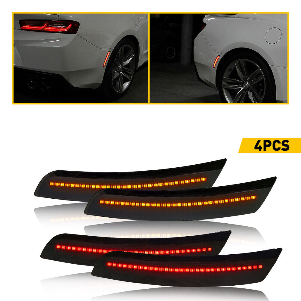 Smoked front & rear LED Bumper Side Marker Lights for 16-21 Chevrolet Camaro