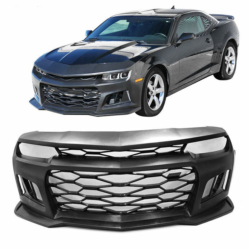 ZL1 Style Front Bumper Cover w/ Grille-Matte Black for 2014-2015 Chevy Camaro