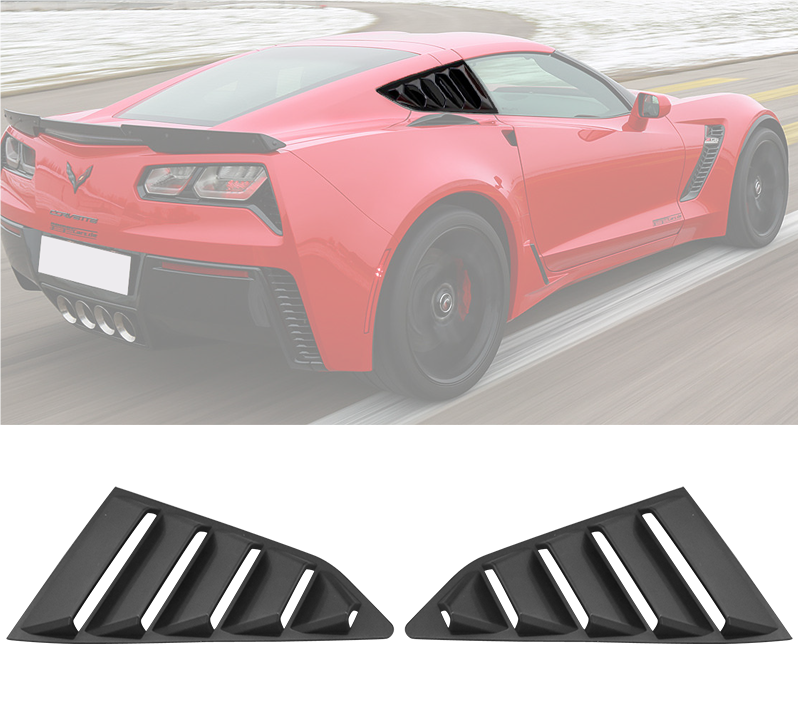 Classic Style Side Window Louvers-Matte Black for 2014-2019 Chevy Corvette