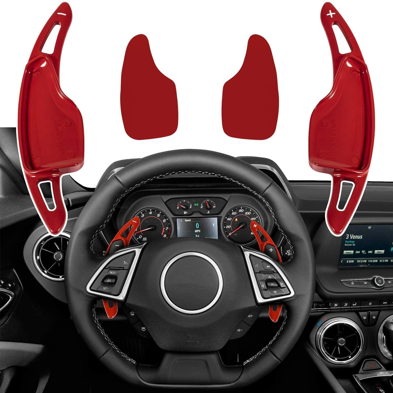 Red Steering Wheel Paddle Shifter Extensions for 14-19 Corvette 16-21 Camaro