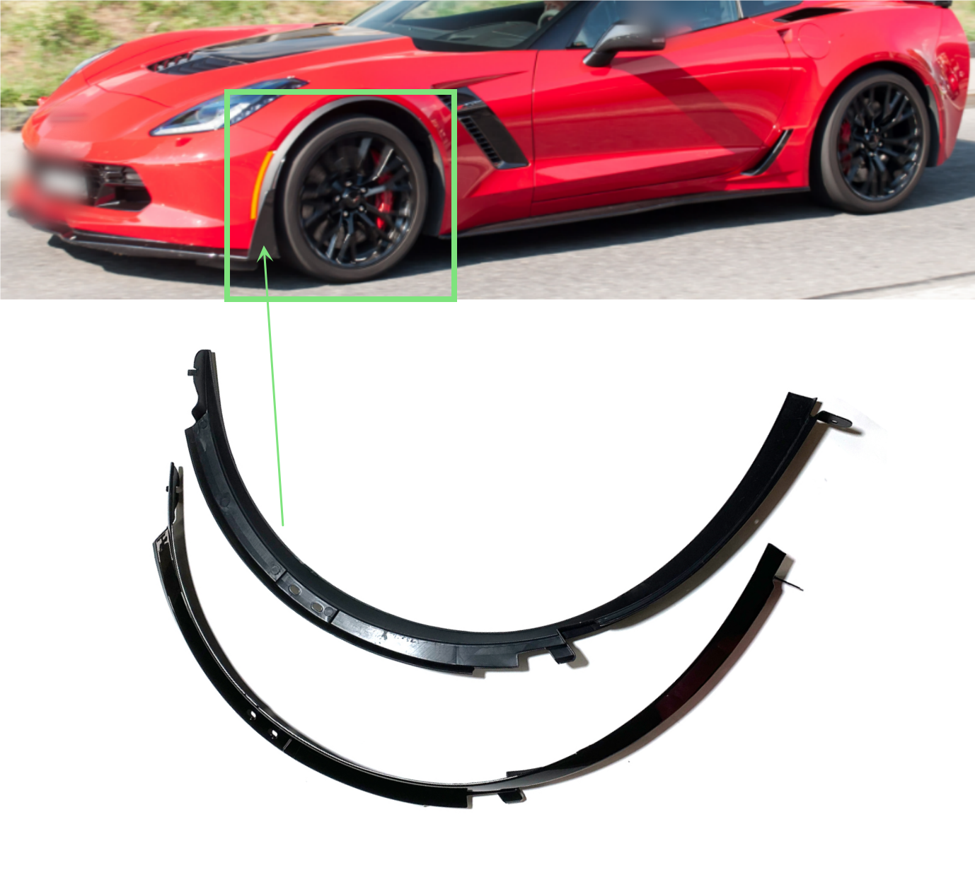 Front Fender Flares-Glossy Black for 2014~2019 Corvette