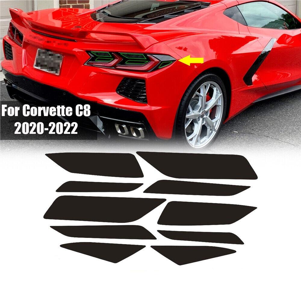 Smoke Tail Light Side Markers Tint Overlays for 2020-2022 Corvette