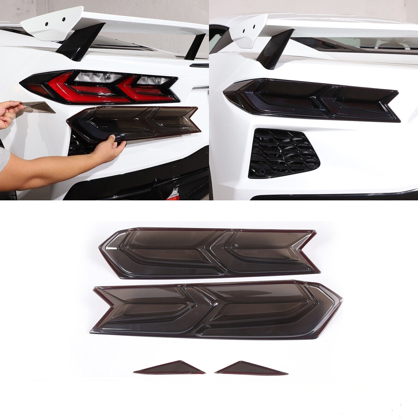 Smoked Real Tail light Covers for 2020-2023 Corvette