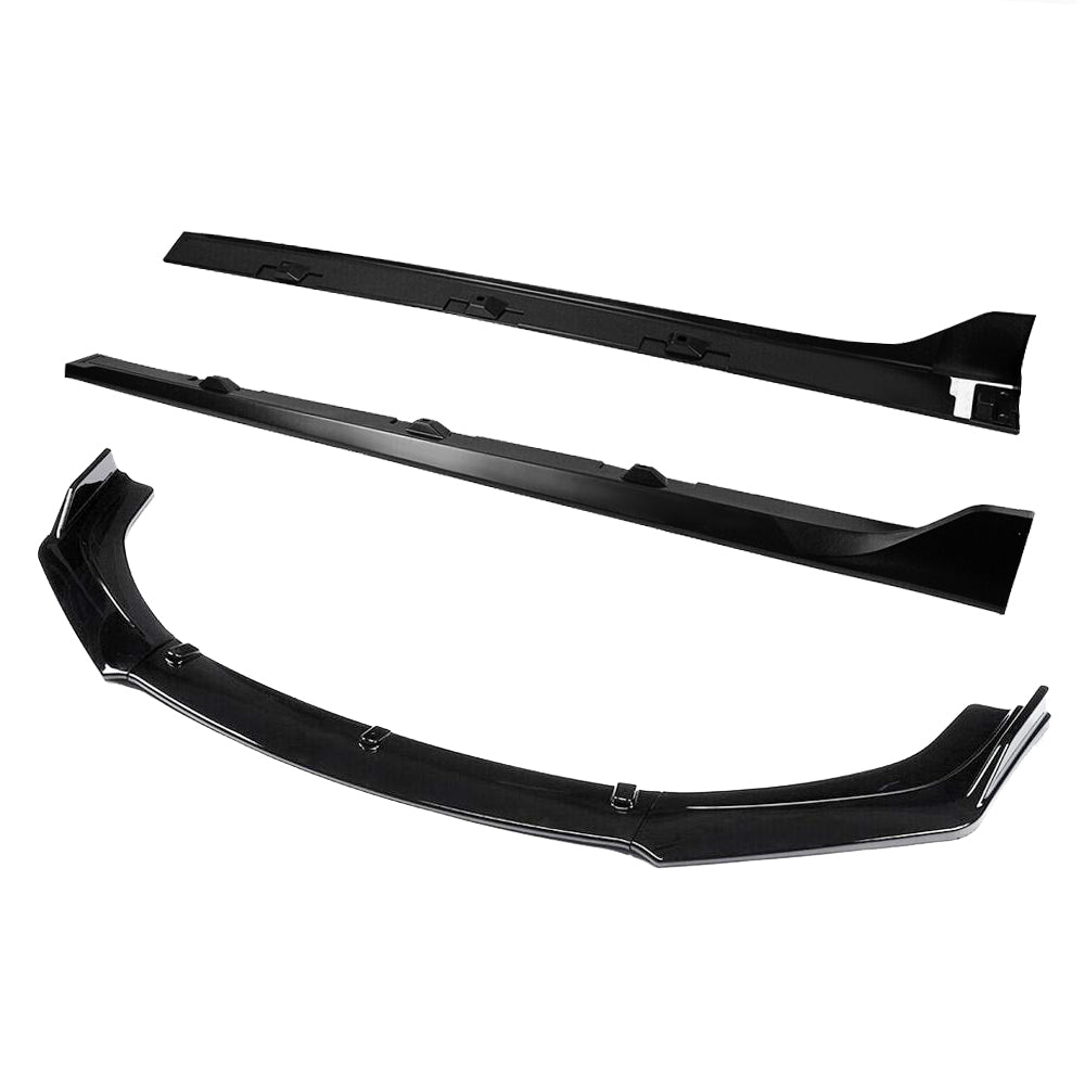 Type R Style Side Skirt & Knife Style Front Lips Chin Spoiler Combo for 16-18 Honda Civic Sedan