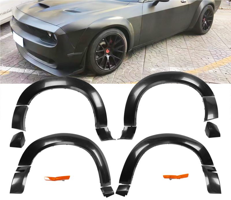 Demon Style Fender Flares-Unpainted Black for 2015-2023 Dodge Challenger