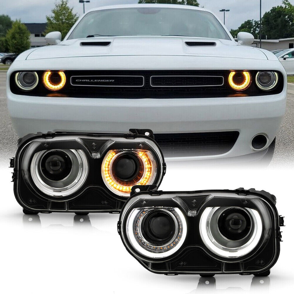 Halogen w/LED DRL Headlights for 2015-2022 Dodge Challenger