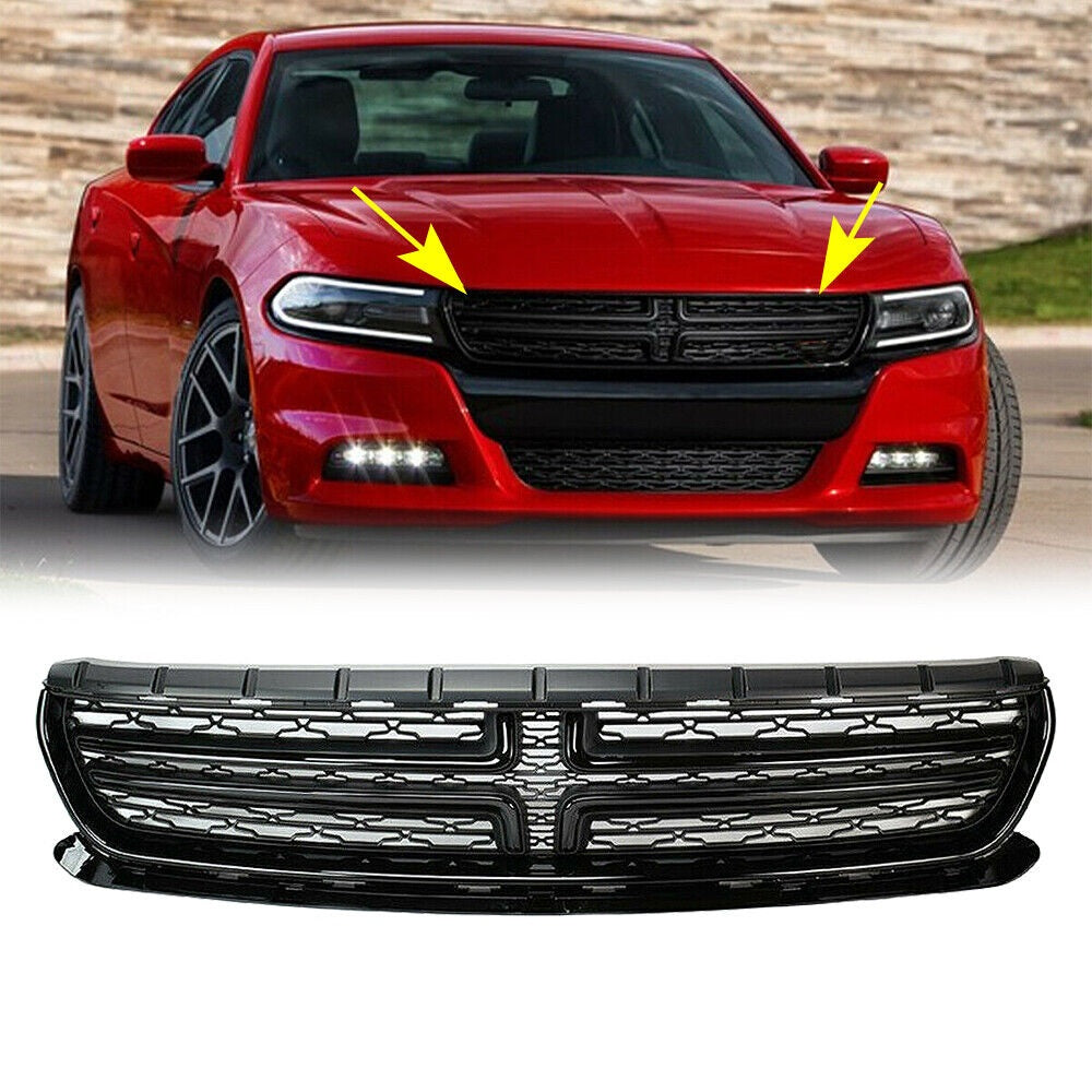 Front Bumper Upper Grille-Glossy Black for 2015-2020 Dodge Charger