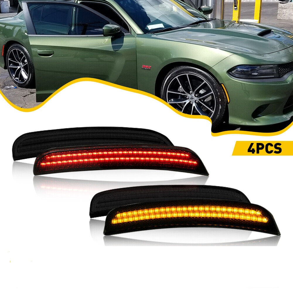 Smoked LED Bumper Side Marker Lights for 2015-2021 Dodge Charger