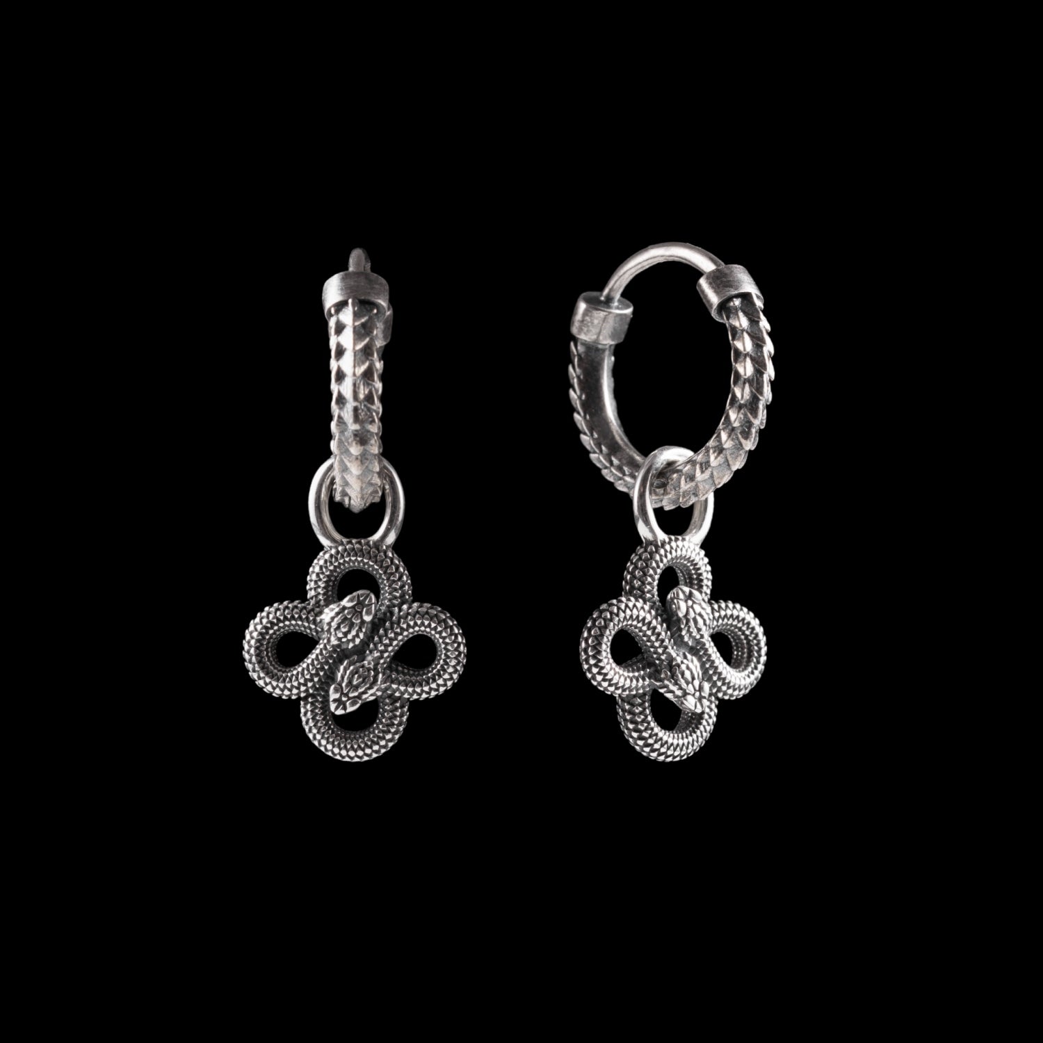 Double Snake Hoop Charm Earrings