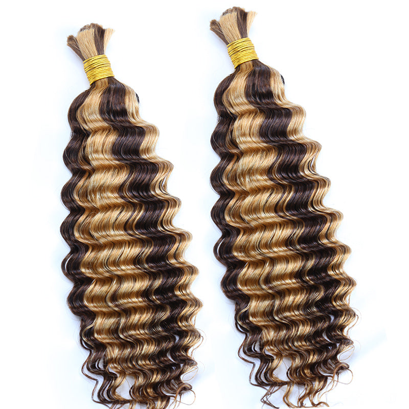 Bulk Human Hair For Braiding #D4/27 Deep Wave