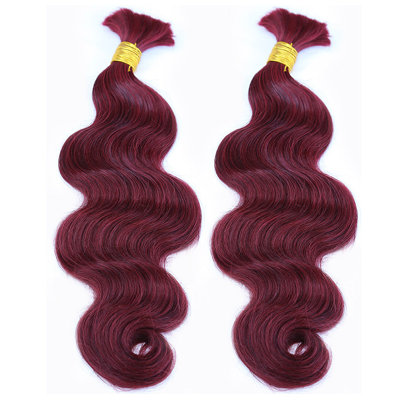 Bulk Human Hair For Braiding Burgundy Body Wave