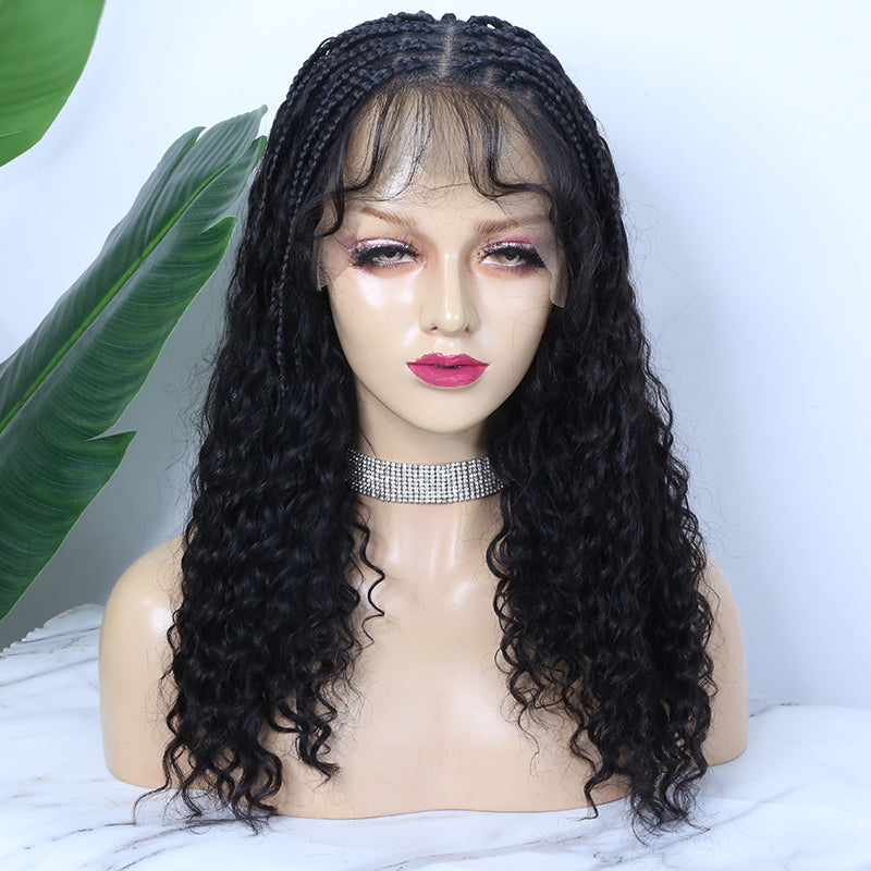 20 Inch Full Diamond Transparent Lace Crochet Knotless Bohemian Braided Wig