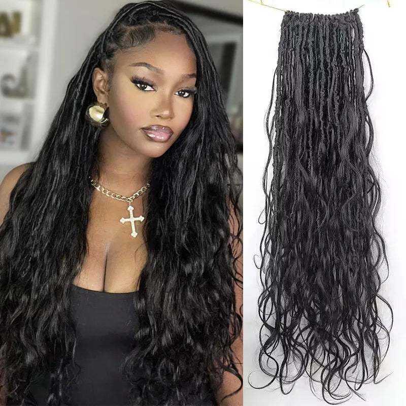 EAYON Boho Locs Crochet Hair With Body Wave Human Hair Curls