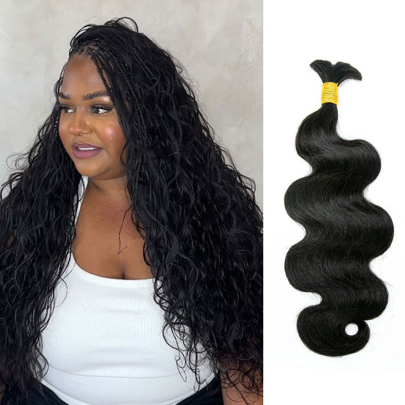 Double Drawn Bulk Human Braiding Hair Body Wave