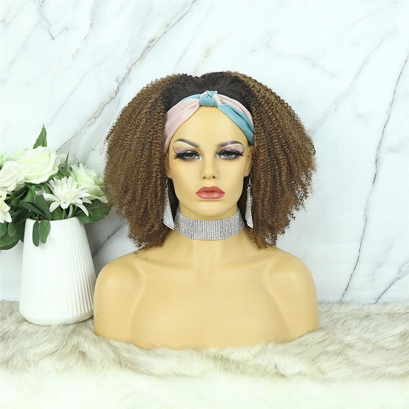 Headband Wig #1b/30 Afro Kinky Curly Human Hair HBWAK30