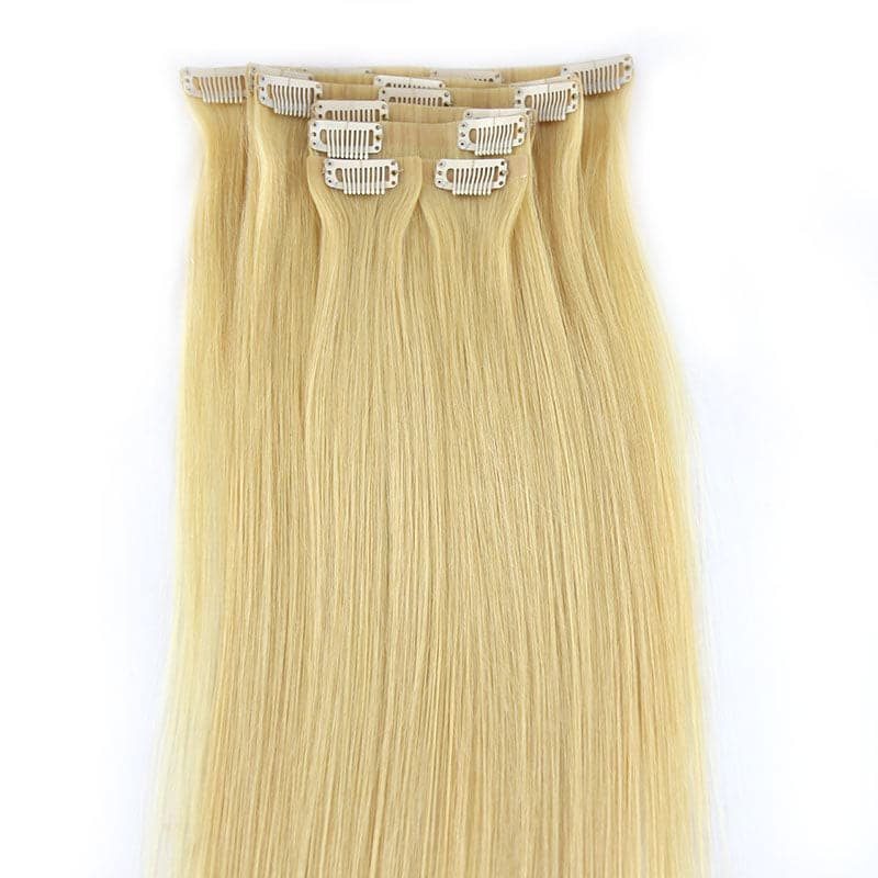 613 Blonde 7 Parts/Set Seamless Clip Human Hair Clip In Extensions