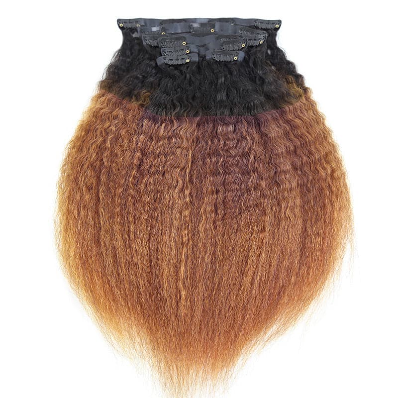 Seamless Clip-In Hair Extension Kinky Straight #T1B/30