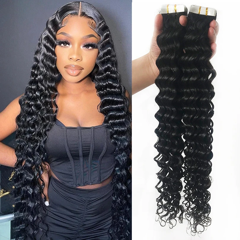 TAPE IN HAIR EXTENSION  Deep Wave Human Hair