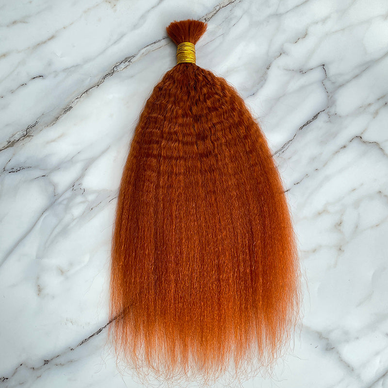 Bulk Human Hair For Braiding #350 Ginger Kinky Straight