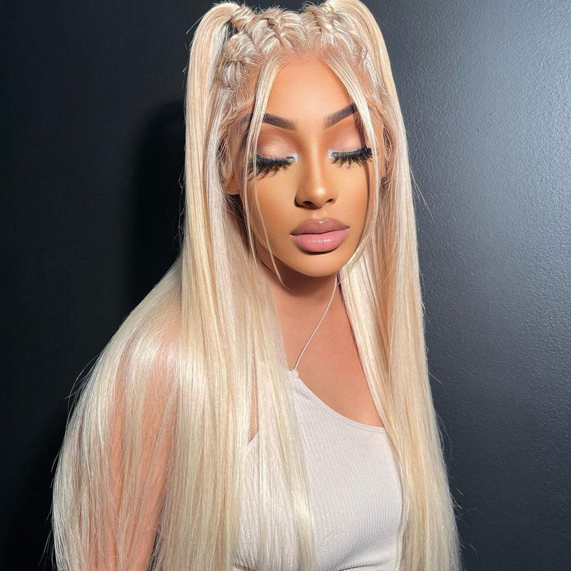 #613 Blonde Wig Color Straight Wig 150% Density Human Hair Wig 4*4/13*4/13*6 Lace Front Wig