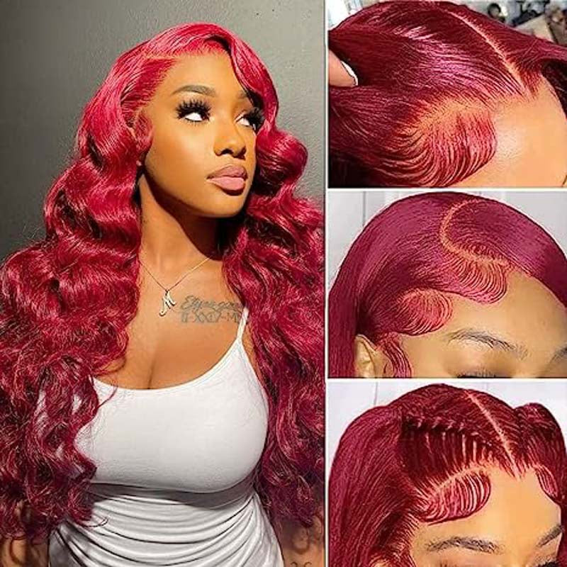 360 Full Lace Front Wigs #99J Burgundy Wig Body Wave Wig Frontal Human Hair Wig