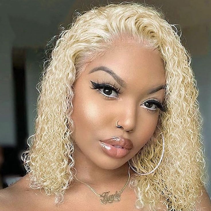 #613 Blonde Wig Curly Short Bob Wig 180% Density 4x4 Closure 13x4/13x6 Lace Front Wig