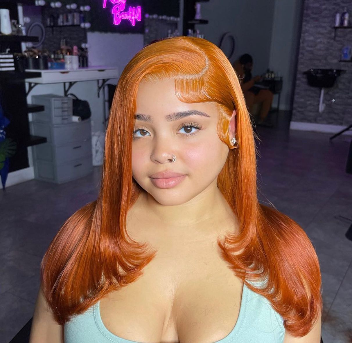 Pre-Cut Lace Wear Go Glueless Wig Ginger Orange Pure Color Straight Breathable