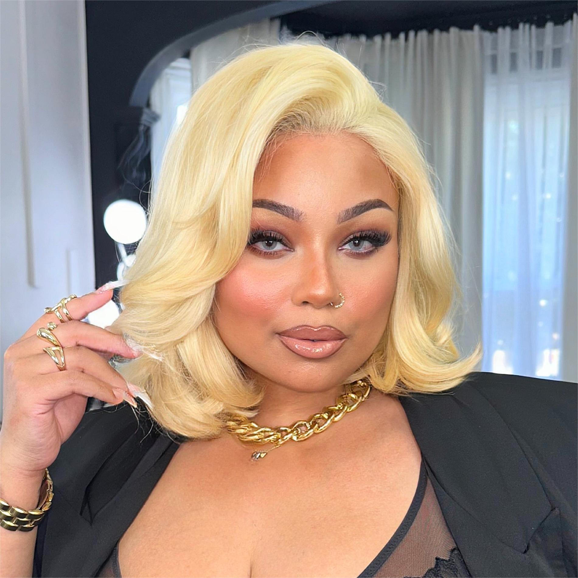 Cut Blonde Color Body Wave Bob Letf C Part Lace Front Wigs Glueless Wig